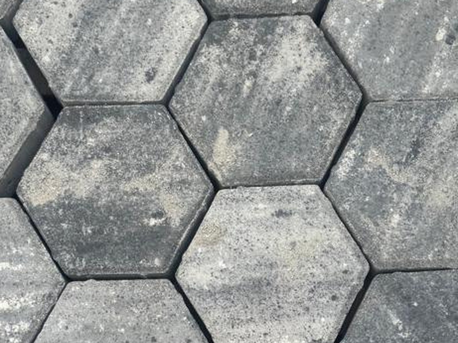 SUPER HEXAGON pavers in a grey colour mix